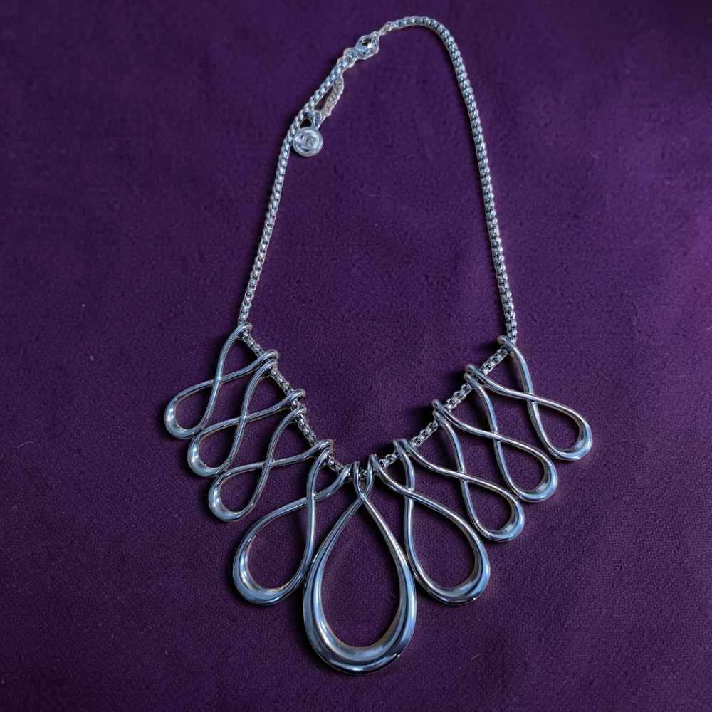 Erica Lyons Silver Teardrop Bib Necklace